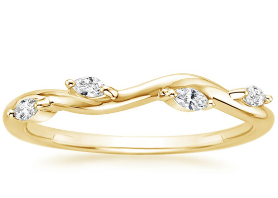 Het winden Wilgen14k Gele Gouden Juwelen Ring With 2×4mm 0.40ct-Diamant
