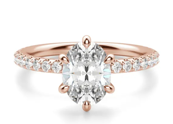 Riek Vastgestelde Type 9k Zilveren Ring Rose Gold Material With 1.5carat 6×8mm Steen