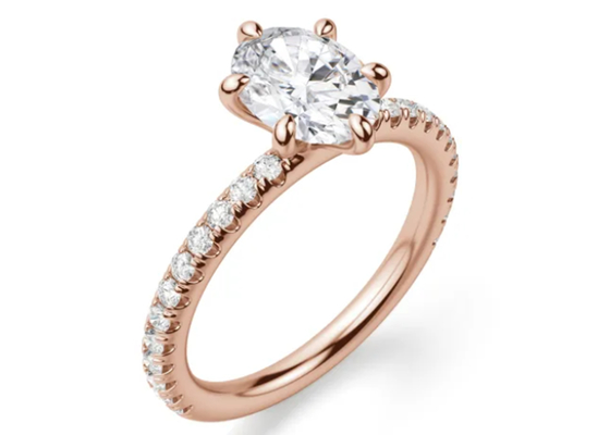 Riek Vastgestelde Type 9k Zilveren Ring Rose Gold Material With 1.5carat 6×8mm Steen