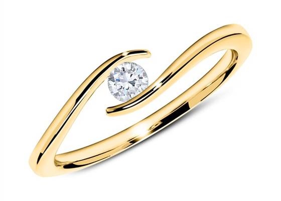 Patience 14k Geel Gouden Diamond Ring 1.5mm Ronde Besnoeiing met 0.10ct-Diamant