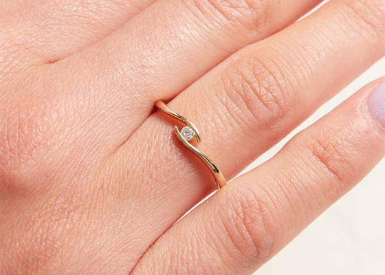 Patience 14k Geel Gouden Diamond Ring 1.5mm Ronde Besnoeiing met 0.10ct-Diamant
