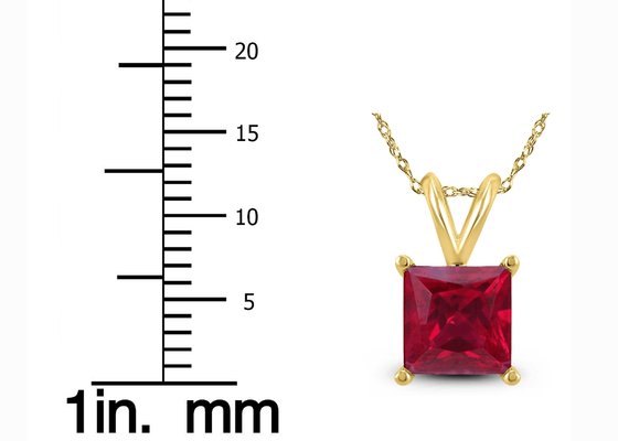 7×7MM 14K Gouden Halsbanden met Ruby Pendant 2ct voor Overeenkomst