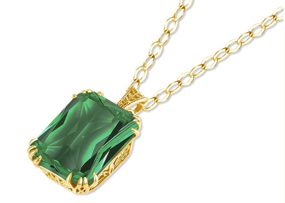 De uitstekende Gouden Halsbanden 2.67ct 8×10mm van 14K met Natuurlijk Emerald Pendant