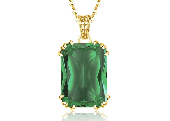 De uitstekende Gouden Halsbanden 2.67ct 8×10mm van 14K met Natuurlijk Emerald Pendant