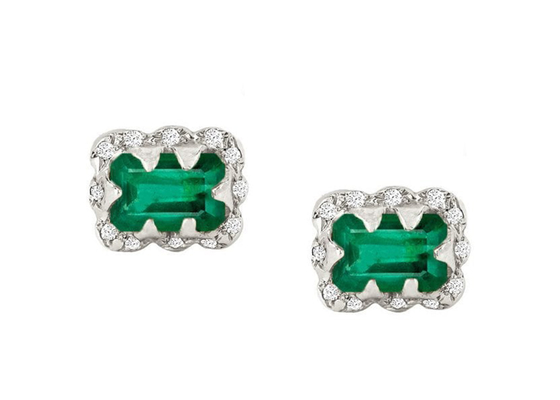 5×7MM Emerald Cut Diamond Earrings With Bestrooide Diamant voor Gift