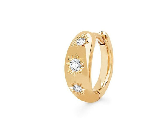 12mm de Hoepeloorringen van Grootte Gouden Huggie met Ronde de Besnoeiingsdiamant van 0.16ct