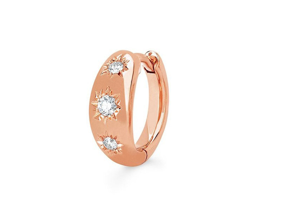 12mm de Hoepeloorringen van Grootte Gouden Huggie met Ronde de Besnoeiingsdiamant van 0.16ct