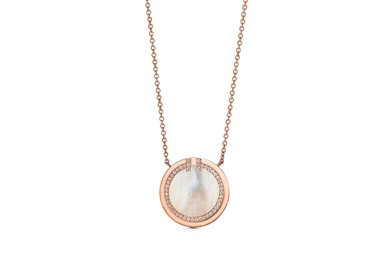 0.05ct Diamond And Mother Of Pearl-materiële OEM van de Cirkeltegenhanger 18k Rose Gold