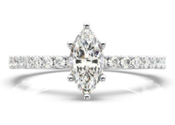 D VS1 18K Rose Gold Ring 2CT Gewicht Marquise Cut voor Overeenkomst