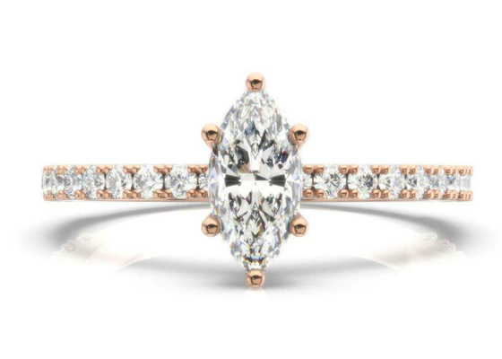D VS1 18K Rose Gold Ring 2CT Gewicht Marquise Cut voor Overeenkomst