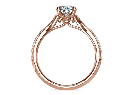 14K Roose Gouden Laboratorium Gekweekte Moissanite Ring Dia RD6mm 0.8ct voor Huwelijk