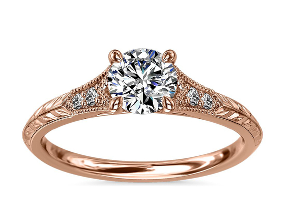 14K Roose Gouden Laboratorium Gekweekte Moissanite Ring Dia RD6mm 0.8ct voor Huwelijk