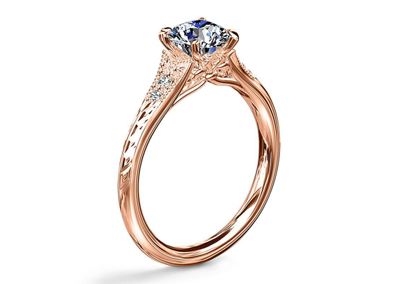 14K Roose Gouden Laboratorium Gekweekte Moissanite Ring Dia RD6mm 0.8ct voor Huwelijk
