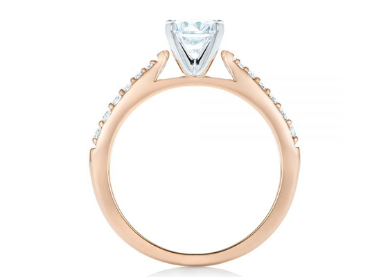 Klauw die Rose Gold Moissanite Band Rings 5.5MM grootteoem ODM plaatsen