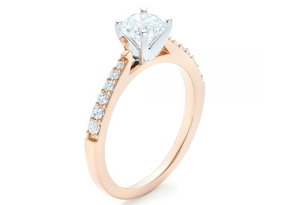 Klauw die Rose Gold Moissanite Band Rings 5.5MM grootteoem ODM plaatsen