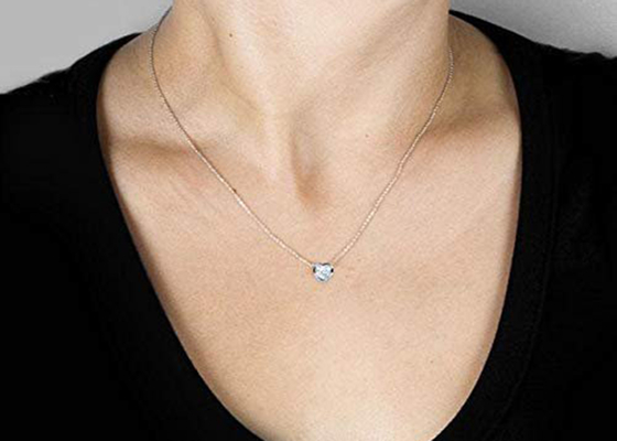 van het de Halsbandenhart van 16inch 14K Gouden de Vattingsstijl met 6x6mm Moissanite