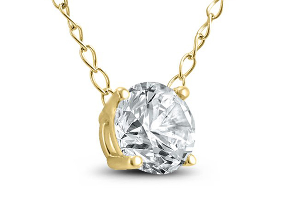 4mm 0.23ct Diamond Solitaire Necklace, 4 Rieken14k Gele Gouden Halsband