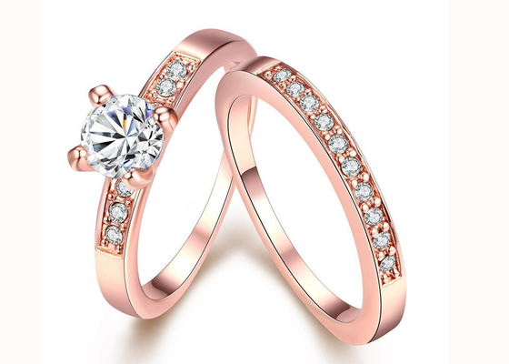 OEM Rose Gold Engagement And Wedding Ring Set met de Steen van 0.44CT 5mm