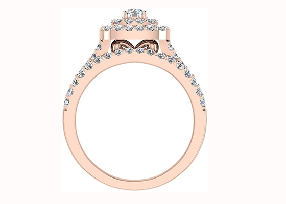 Van de de Halostijl van 0.79CT 79PCS Diamond Engagement Wedding Rings Double het Kussenvorm