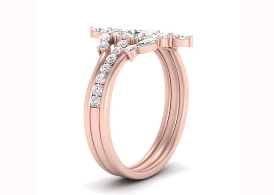 De Ringen van SI1 0.62CT Rose Gold Double Halo Engagement voor Bruids