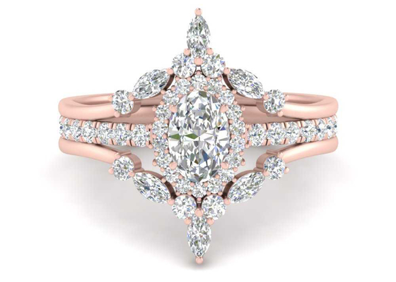 De Ringen van SI1 0.62CT Rose Gold Double Halo Engagement voor Bruids
