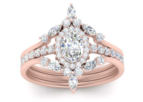 De Ringen van SI1 0.62CT Rose Gold Double Halo Engagement voor Bruids