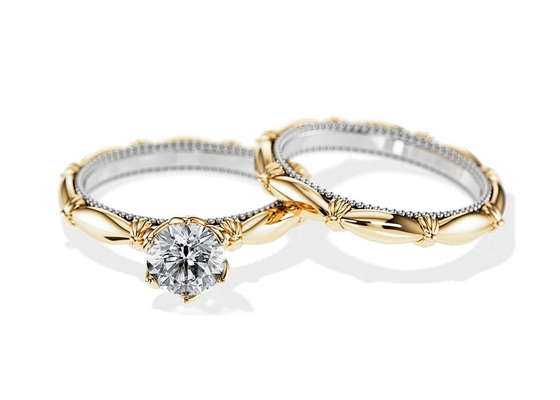 OEM Gouden Materiële ODM van Patiencediamond engagement wedding rings solid 18K