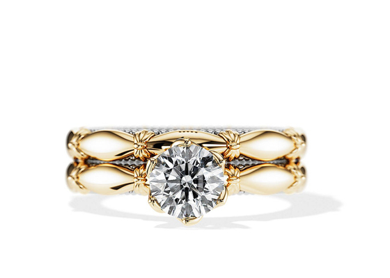OEM Gouden Materiële ODM van Patiencediamond engagement wedding rings solid 18K