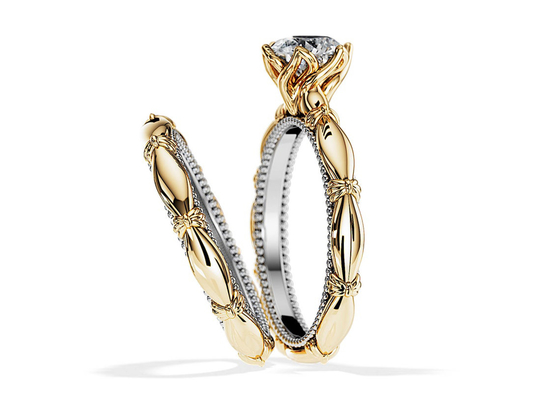 OEM Gouden Materiële ODM van Patiencediamond engagement wedding rings solid 18K
