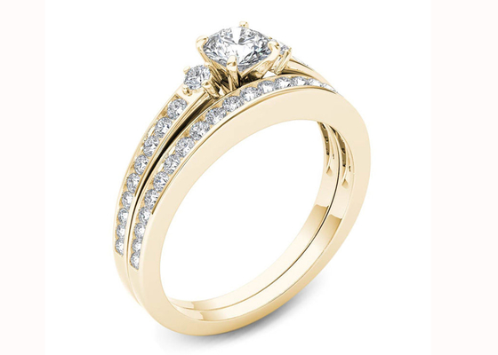 Het Gouden Materiaal van 0.48CT Moissanite Diamond Engagement Wedding Rings 18K