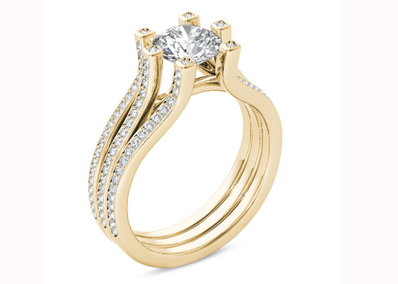 Het gele Gouden Totale Gewicht van 126PCS Diamond Engagement Wedding Rings 1.26CT