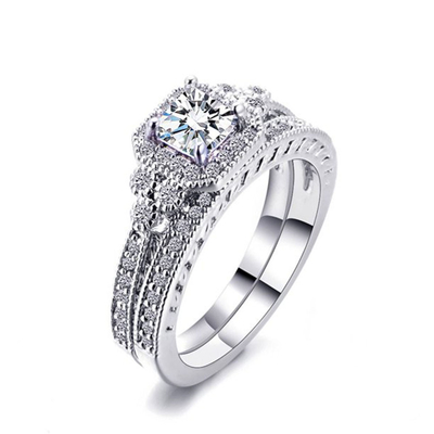 0.62ct 2 Karaatprinses Cut Diamond Ring, de Verlovingsringen van 62PCS Moissanite