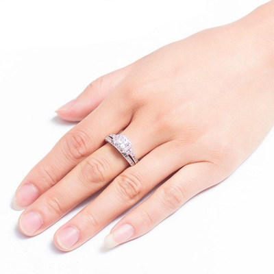 0.62ct 2 Karaatprinses Cut Diamond Ring, de Verlovingsringen van 62PCS Moissanite