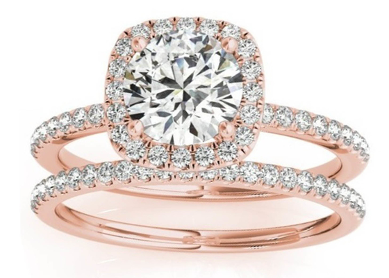 Riek Vierkant Diamond Rose Gold Ring, 0.35CT Verborgen ODM van de Haloverlovingsring
