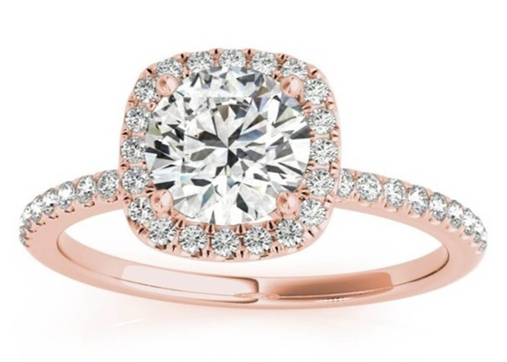 Riek Vierkant Diamond Rose Gold Ring, 0.35CT Verborgen ODM van de Haloverlovingsring